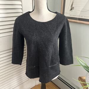 Cut Loose Top Womens Small Charcoal Gray Wool Pullover Boxy Minimalist Winter